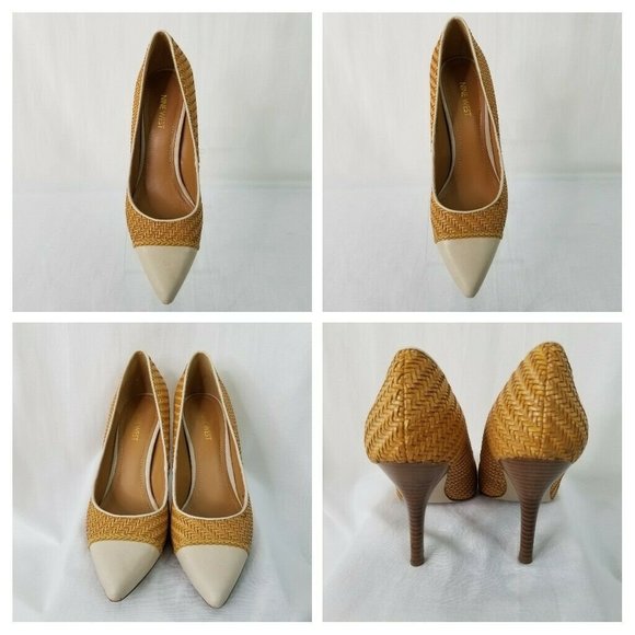 Nine West Gracefulo Women's Beige Tan Basket Weave Heels Pumps Size 6.5 M New - Picture 6 of 6
